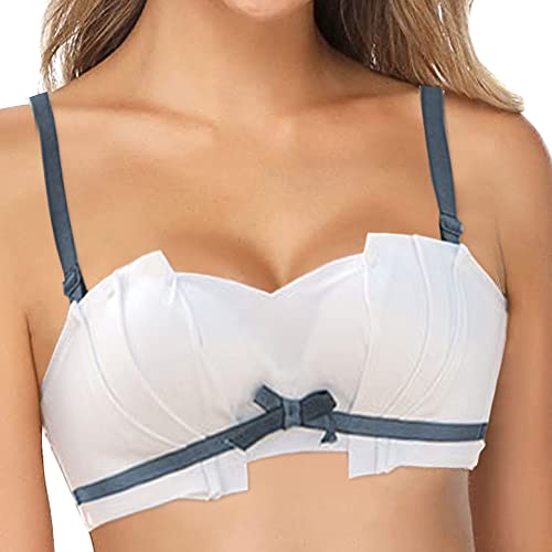 Damen Push Up BH mit Spitzen ohne Bügel T-Shirt Bralette Gepolstert Komfort Vollschalen Schalen Minimizer BH Klassische Wireless Unterwäsche Padded Bustier von FFWTPY