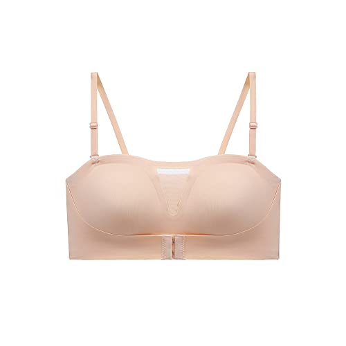 Damen Trägerloser BH mit vorderer Schnalle Ohne Bügel Nahtlos Bandeau BHS Push Up RüCkenfrei BH Unterwäsche mit Abnehmbare Träger von FFWTPY