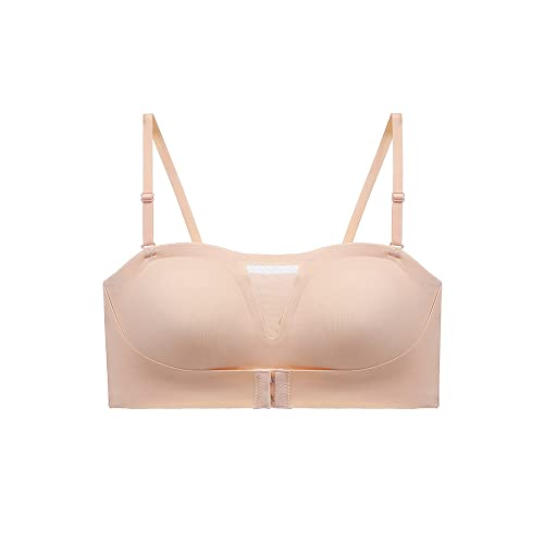 Damen Trägerloser BH mit vorderer Schnalle Ohne Bügel Nahtlos Bandeau BHS Push Up RüCkenfrei BH Unterwäsche mit Abnehmbare Träger von FFWTPY