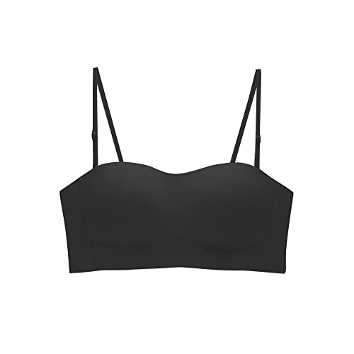 Damen Trägerloser Bandeau BH Ohne Bügel Gepolsterter Brarette mit wandelbarem Schultergurt Dehnbar Invisible Unterwäsche Bandeau Tube Top BH (as3, numeric, jaspo_2x_o, jaspo_2x_ot, Schwarz, 36/80AB) von FFWTPY