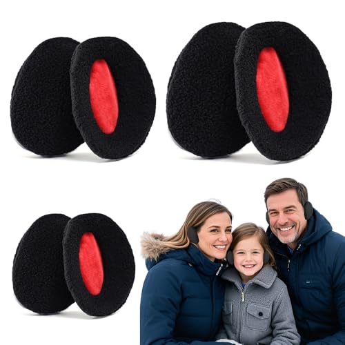 FFWTPY 3 Paar Ohrenwärmer Damen Herren Winter Ohrenwärmer Flaumig Ohrwärmer Gefüttert Warme Ohrenschützer Schutz vor Wind Kälte Umschließen Ohr völlig (Schwarz L+Schwarz M+Schwarz S) von FFWTPY