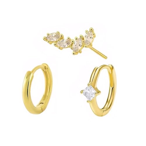 FFWTPYKleine Creolen Set Marquise Zirkonia Ohrringe Damen Schmuck Huggie Ohrstecker Elegant Kristall Ohrschmuck von FFWTPY