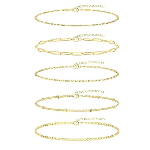 FFWTPY Kettenarmband Set Gliederkette Panzerkette Münzarmband Kugelkette Schmuck Damenarmband Mehrschichtig Stapelbar Armschmuck von FFWTPY