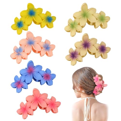 FFWTPY 6 Stück Blumen Haarklammer Frauen Mädchen Große Bunt Blume Hawaii Haarspange Rutschfeste Haarklammern Claw Clip Friseurbedarf für Dickes & Dünnes Haar von FFWTPY