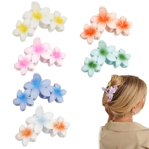 FFWTPY 6 Stück Blumen Haarklammer Frauen Mädchen Große Bunt Blume Hawaii Haarspange Rutschfeste Haarklammer Claw Clip Haarklammern Friseurbedarf für Dickes & Dünnes Haar von FFWTPY