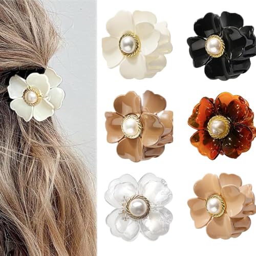 FFWTPY 6 Stück Blumen Haarklammern Haarspangen Perle Haarschmuck Haarclips Elegante Haarkrallen Damen Mädchen Haaraccessoires von FFWTPY