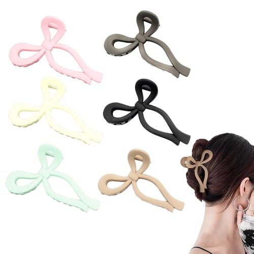 FFWTPY 6 Stück Haarklammer Niedliche Schleife Rutschfeste Haarklammern Französische Haarspangen für Dünnes und Dickes Haar Matt Krokodil Haarspangen für Frauen und Mädchen von FFWTPY