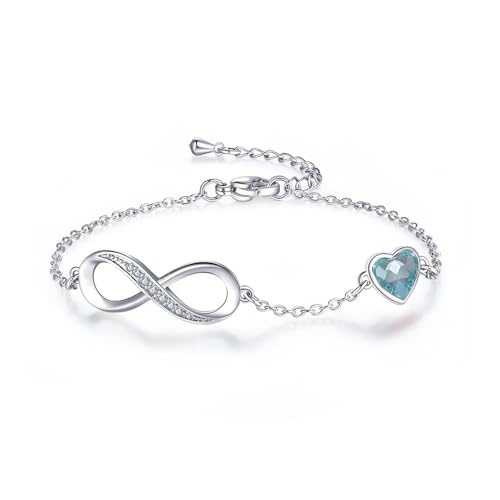 FFWTPY Infinity Herz Armband Damen Silber Armkette Kristall Schmuck Unendlichkeit Symbol Armreif Verstellbar Glänzend Kettenarmband von FFWTPY