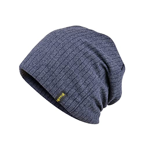 FFWTPY Beanie Mütze für Damen Herren Jersey Baumwoll Mütze Leichte Slouch Hut Schädel Cap Wintermütze für Sport Fitness Laufen Skifahren Radfahren Snowboarden Klettern Training Freizeit (blau) von FFWTPY