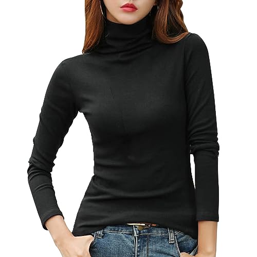 FFWTPY Damen Thermounterwäsche Rollkragen/Rundhals Langarm Thermo Unterhemd Langarmshirt Baselayer Oberteil Funktionsunterwäsche Leicht Atmungsaktiv Laufshirt von FFWTPY