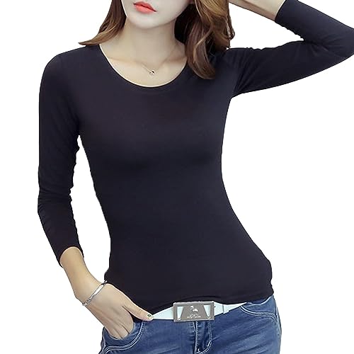 FFWTPY Damen Thermounterwäsche Rollkragen/Rundhals Langarm Thermo Unterhemd Langarmshirt Baselayer Oberteil Funktionsunterwäsche Leicht Atmungsaktiv Laufshirt von FFWTPY