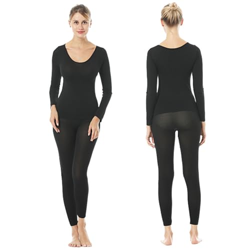 Damen Thermounterwäsche Set Atmungsaktiv und Thermowäsche Set U Ausschnitt Funktionswäsche Unterhemd Thermooberteil & Thermohose Warme Lang Skiunterwäsche Set für Winter von FFWTPY