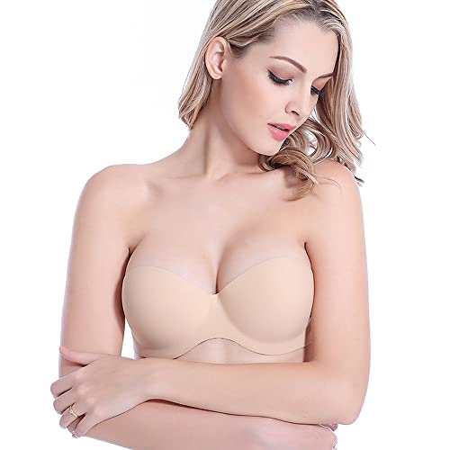 FFWTPY Damen Trägerloser BH Ohne Bügel Push-Up Bandeau BH Große Größe Soft Bra mit Geformte Cups Multiway in vielen Farben von FFWTPY