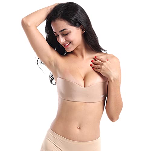 FFWTPY Klebe BH für Damen Trägerloser Push Up BH Unsichtbarer Rückenfreier BH Wiederverwendbare Nippel Abdeckungen für Abendkleid Hochzeitskleid Rückenfreies Kleid von FFWTPY