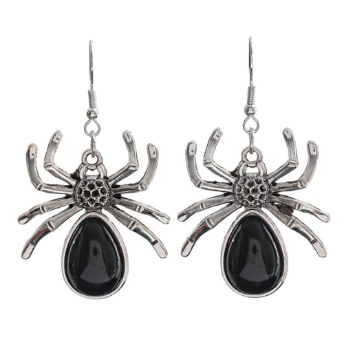 FFWTPY Ohrringe Spinne Gothic Anhänger Übertrieben Punk Zirkon Ohrstecker Halloween Schmuck Cosplay Kostüm Party Geschenke für Frauen Und Mädchen (Schwarz) von FFWTPY