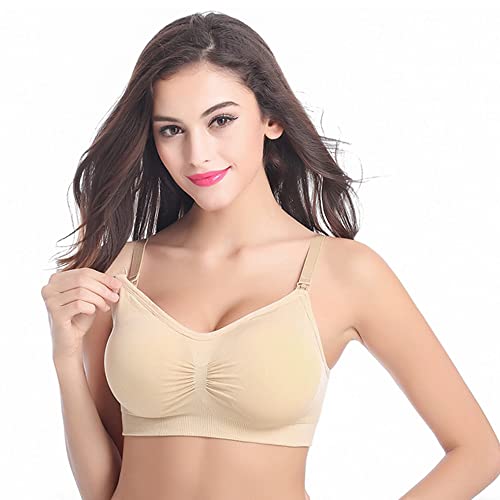 FFWTPY Still BH Ohne Bügel für Damen, Nahtloser Gepolstert Schwangerschafts BH, Komfort Schlaf Bustier, Atmungsaktivem Unterwäsche (as3, Numeric, jaspo_2X_o, jaspo_2X_ot, Beige, L) von FFWTPY