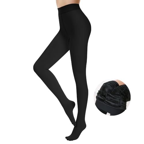 FFWTPY Damen Winter Thermostrumpfhosen Thermo Gefütterte Strumpfhose Gefälschte Durchscheinend Plüschstrümpfe Pantyhose Wärmende Fleece Strumpfhose Warmer Leggings von FFWTPY