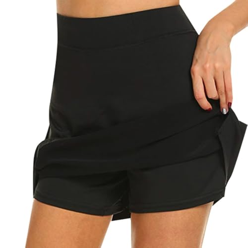 FFWTPY Tennis Rock Damen Hosenrock Sportrock Skort Tennisrock mit Innenhose Atmungsaktiv Faltenrock Mini Röcke Tennisbekleidung Laufrock Skirt mit Taschen Sportbekleidung für Training Fitness von FFWTPY