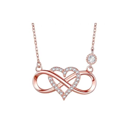 FFWTPY Infinity Herz Halskette Rosegold Zirkonia Schmuck Damen Anhänger Unendlichkeit Symbol Kette Elegant Zeitlos Klassisch von FFWTPY