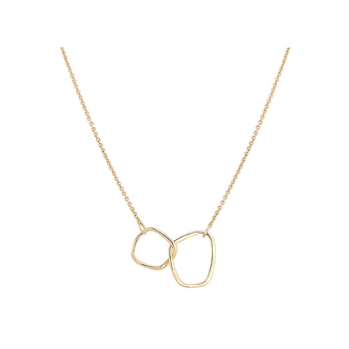 Kette Damen S925 Silber Doppelter Kreis Halskette Gold Verschlungene Anhänger Verbundener Schmuck Geschenk für Sie Frau Frauen Freundin Mädchen Mama Geburtstag Weihnachten Muttertag (Golden) von FFWTPY