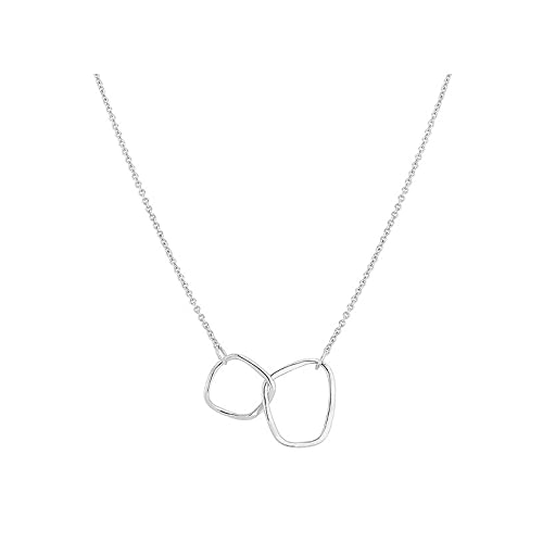 Kette Damen S925 Silber Doppelter Kreis Halskette Gold Verschlungene Anhänger Verbundener Schmuck Geschenk für Sie Frau Frauen Freundin Mädchen Mama Geburtstag Weihnachten Muttertag (Silber) von FFWTPY