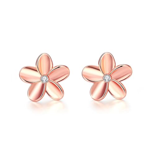 Ohrstecker Kristall Blumen Ohrringe Damen Hypoallergen Ohrstecker Girlfriend Birthday Gift Geschenk Modeschmuck Sliber und Rosegold (Ohrringe Stecker B) von FFWTPY