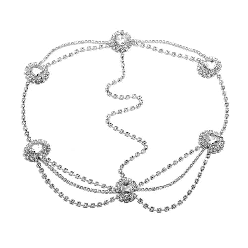 FFWTPY Boho Haarschmuck Kopfkette Mehrschichtig Strass Kristall Haarband Kopfschmuck Brautschmuck Hochzeit Zeremonie Festlich von FFWTPY