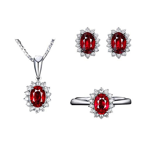 FFWTPY Oval Smaragd Schmuck Set Halskette Ohrringe Ring Silber Kristall Zirkonia Damen Schmuckset Elegant Klassisch Luxus von FFWTPY