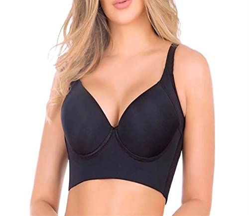 Side Compression Full Coverage Bra,Fashion Deep Cup Bra Hides Back Fat for Women (85,B) von FFWW
