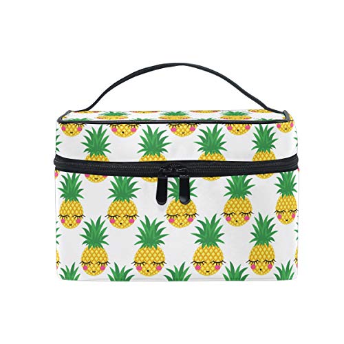 Kosmetiktasche Schminkkoffer, Niedlicher Ananas Druck Kosmetikkoffer mit Griff und Fächern für Reisen, Teenager Mädchen und Damen Make Up Tasche von alaza