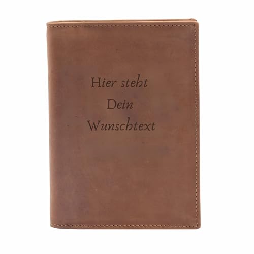 FFelsenfest Ausweistasche personalisiert I Echt Leder Braun I Vintage Dokumentenmappe Hochformat I 6 Klarsichtfächer I handgefertigt von FFelsenfest