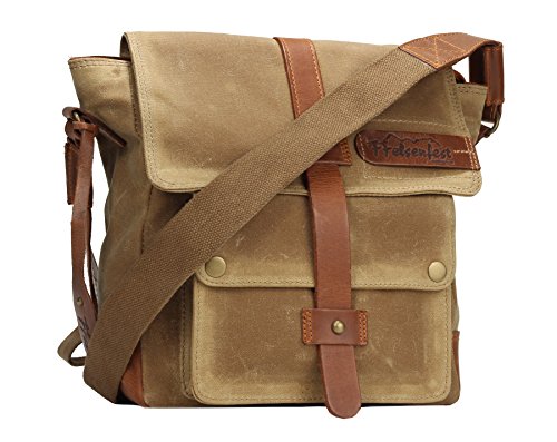 FFelsenfest Canvas Vintage Überschlagtasche Umhängetasche Khaki | Businesstasche von FFelsenfest