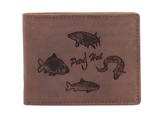 FFelsenfest Geldbörse mit Gravur Fische Petri Heil Motiv I Angler Fischer von FFelsenfest