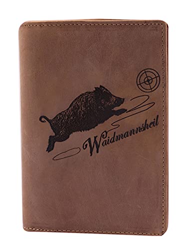 FFelsenfest Leder-Ausweismappe mit Jagd-Motiv I ca. 16,5x1,5x12cm von FFelsenfest