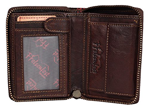 FFelsenfest Vintage Damen-Geldbörse Leder Hochformat | ECHT LEDER - pflanzlich gegerbt | Geldbeutel mit Reißverschluss | 12,5x10x2,5cm (cognac) von FFelsenfest