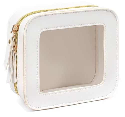 FFpaw 2-teiliges transparentes Make-up-Taschen-Set, transparente Kosmetiktaschen mit Reißverschluss, wasserdicht, kleine Reise-Kosmetiktasche, niedliche Make-up-Tasche, Mini-Auto-Essentials für Damen von FFpaw