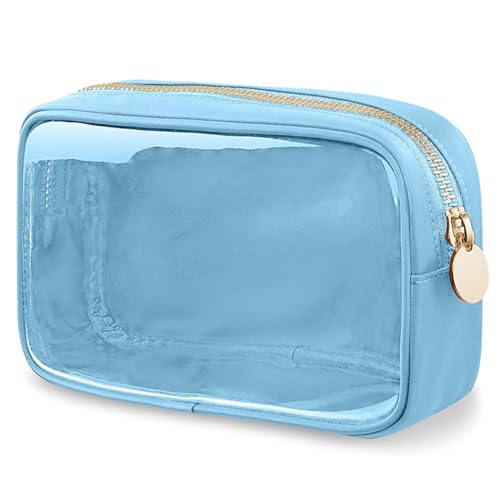 FFpaw Transparente Make-up-Tasche für Geldbörse, Nylon, Mini-Kosmetiktasche, kleine Make-up-Tasche für Geldbörse, große Reisen, TSA-zugelassene Kulturbeutel mit Reißverschluss, wasserdicht, von FFpaw