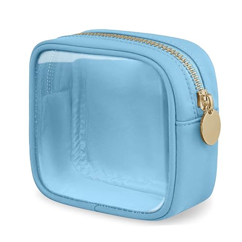 FFpaw Transparente Make-up-Tasche für Geldbörse, Nylon, Mini-Kosmetiktasche, kleine Make-up-Tasche für Geldbörse, große Reisen, TSA-zugelassene Kulturbeutel mit Reißverschluss, wasserdicht, von FFpaw