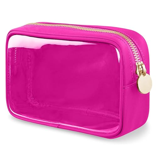 FFpaw Transparente Make-up-Tasche für Geldbörse, Nylon, Mini-Kosmetiktasche, kleine Make-up-Tasche für Geldbörse, große Reisen, TSA-zugelassene Kulturbeutel mit Reißverschluss, wasserdicht, von FFpaw