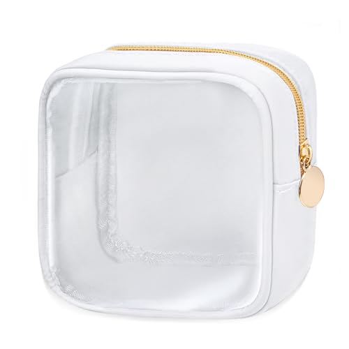 FFpaw Transparente Make-up-Tasche für Geldbörse, Nylon, Mini-Kosmetiktasche, kleine Make-up-Tasche für Geldbörse, große Reisen, TSA-zugelassene Kulturbeutel mit Reißverschluss, wasserdicht, von FFpaw