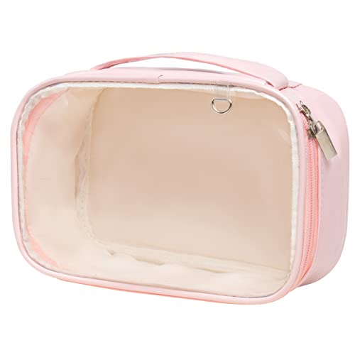 FFpaw Transparente Make-up-Taschen, TSA genehmigtes Kosmetiktaschen-Set, transparente Kulturtasche mit Reißverschluss-Griff, Kosmetiktaschen für Frauen, Rosa, Größe M, Reise-Kosmetiktasche von FFpaw