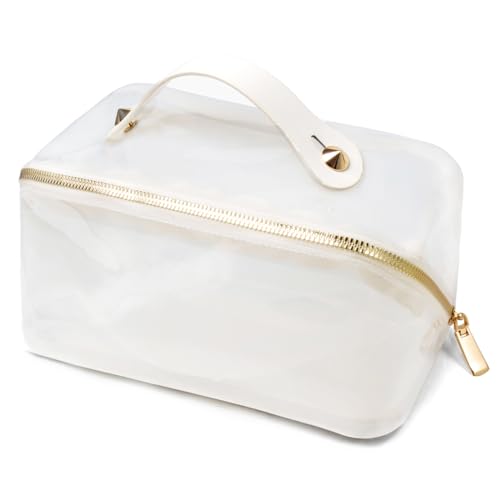 FFpaw Transparente Reisetaschen für Toilettenartikel, transparente TSA-Kosmetiktasche, leicht, PVC, transparente Tasche mit Reißverschluss-Griff, tragbare Reisegepäck-Aufbewahrungstasche für Frauen von FFpaw