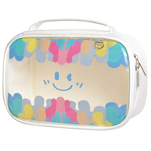 Transparente Make-up-Tasche, leicht, transparent, Kulturbeutel, TSA-geprüft, tragbare Kosmetiktasche, transparentes PVC mit Reißverschluss, tragbare Reisegepäcktasche, Mehrzweck-Aufbewahrungstaschen für Frauen, Smiley Medium, Reise-Kosmetiktasche von FFpaw