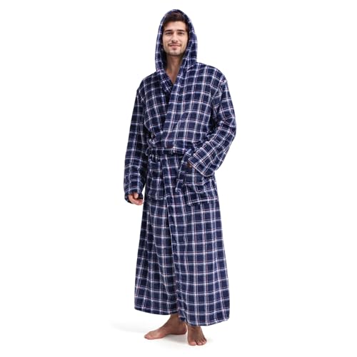 FG FEAYIGUDIM Herren-Bademantel mit Kapuze, Plüsch, kariert, volle Länge, Fleece, groß und hoch, mit Kapuze, Marineblau / Weiß, 4XL-5XL Plus Tall FG FEAYIGUDIM Herren-Bademantel mit Kapuze, Plüsch, kariert, volle Länge, Fleece, groß und hoch, mit Kapuze, Marineblau / Weiß, 4XL-5XL Plus Tall von FG FEAYIGUDIM