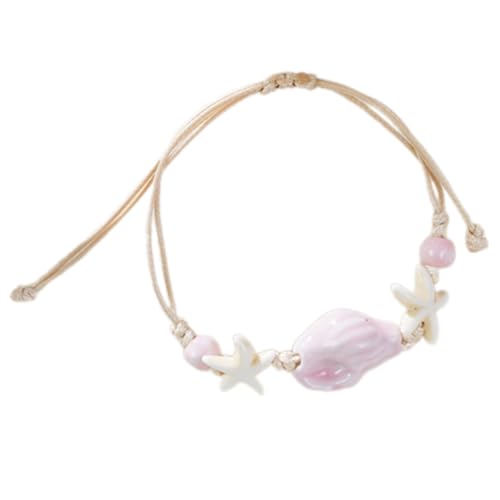 Elegant Conch Star Fish Shells Perlen Armband Leichtgewickeltes Kordel Handchain Beach Armreif Für Frauen Und Mädchen Leichtes Beach Armband von FGDTREE