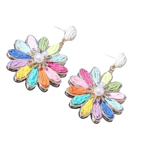 Elegant Heißer Tag Ohrringe Handgefertigtes Raffia Blumenschmuck Für Frauen Mädchen Lässige Strandfeiern Geschenke Herzförmige Raffia Ohrringe von FGDTREE