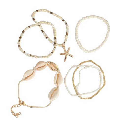 FGDTREE 7 Pack Stylish Sea Themeed Armband Harz Und Muschel Perlen Armband Alltagsnarmband Für Tägliche Und Feiern von FGDTREE