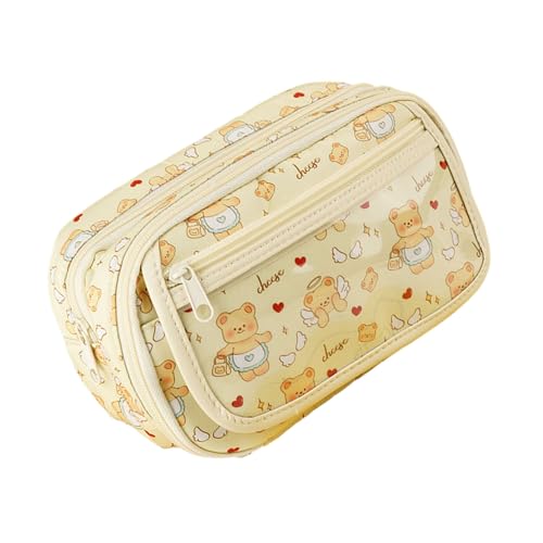 FGDTREE Bleistiftkoffer Mit Großer Kapazität Schreibwarenbeutel Cartoon Bärenbeutel Schreibtisch Organisatoren Stift Für Schüler Schöne Bleistiftkoffer Cartoon Bär Aufbewahrung Großer Kapazität Stift von FGDTREE