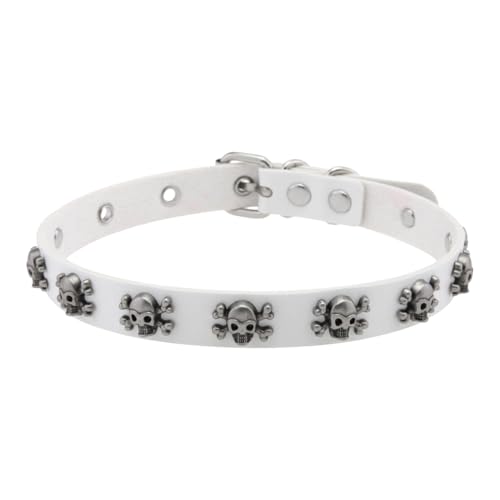 FGDTREE Gothic Skull Anhänger Halskette Besorgtes Detail Von PU Lederkordmodie Mode Schmuck Verstellbarer Verschluss Unisex Halshain PU Leder Halskette Mit Stollen von FGDTREE