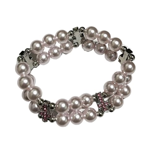 FGDTREE Oxidationsresistente Imitation Perlen Armband Doppelschicht Kreuzt Charm Elastic Kette Schmuck Perlen Kreuzt Armband von FGDTREE